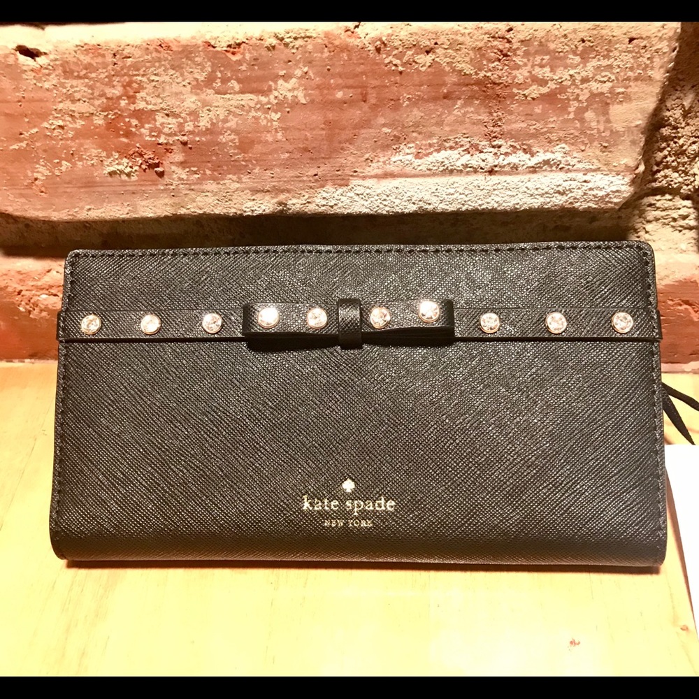 Kate Spade Black Wallet with Crystal Accents!